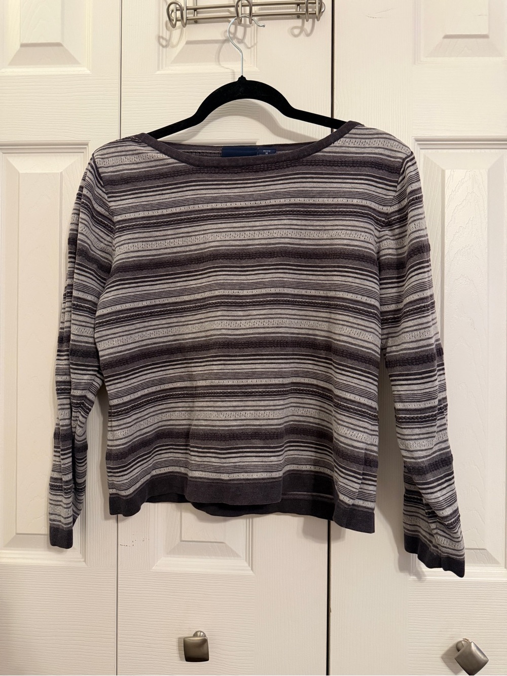 Liz Claiborne Lizsport Striped Knit Sweater 90s Minimalist Grandpa Coastal